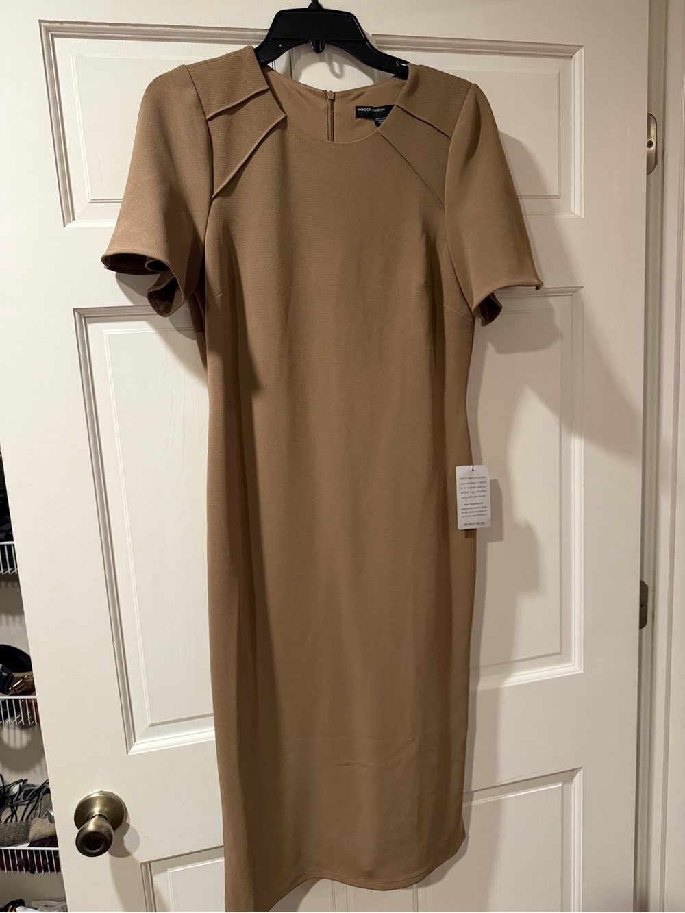 Maggy London Tan Midi Sheath Dress
